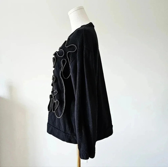 Stella McCartney xs s 36 black zipper 3d embellished floral crewneck Sweater - Picture 5 of 11